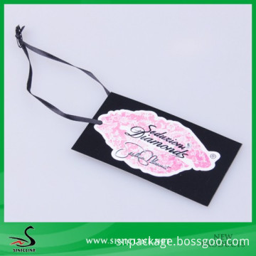 Sinicline OEM Black Apparel Tag with Pink Flower Sticker